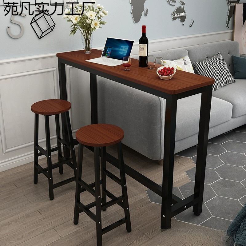Household Narrow Rectangular Simple Table, Milk Tea Shop Table and Chair Combination, Rounded Corner Wall Bar High Table, Long Table