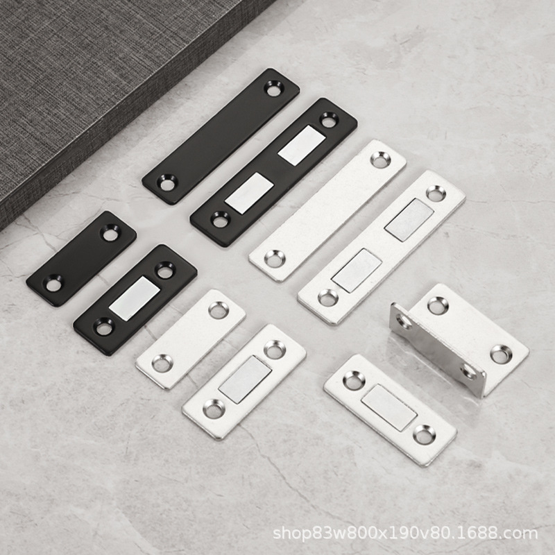 No-Drill Magnetic Ultra-Thin Double Magnetic Sliding Wardrobe Door Invisible Door Stopper Cabinet Magnet Strong Magnetic 90-Degree Door Stopper