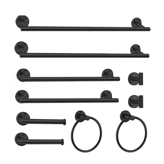 Cross-Border Stainless Steel Five-Piece Bathroom Towel Bar Towel Rack Toilet Paper Holder Toilet Bathroom Punch-Free Hook Clothes