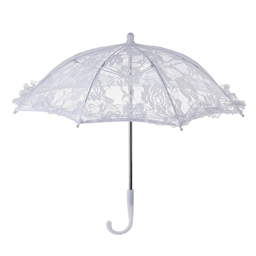 European Wedding Bride Props Umbrella White Lace Umbrella Stage Performance Umbrella Photography Craft Umbrella Rose Lace Umbrella