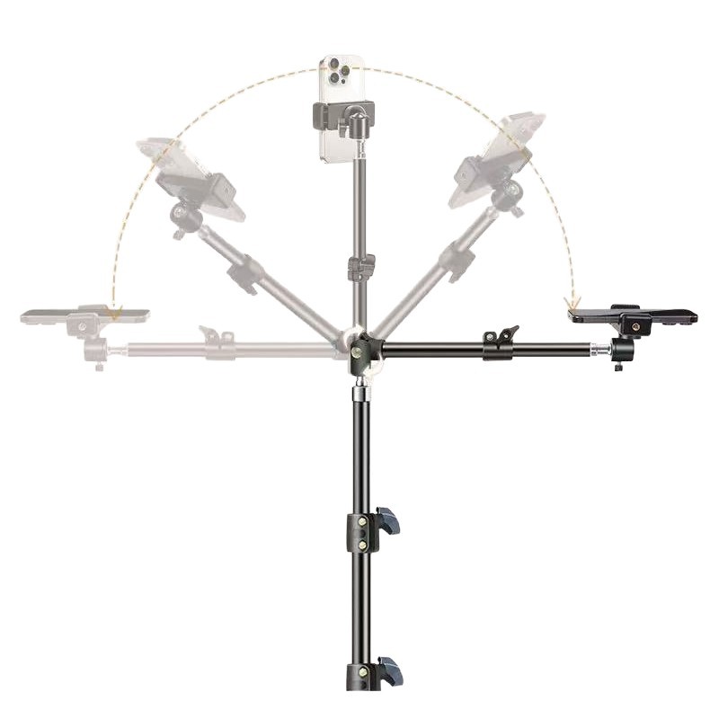 Mobile phone bracket live shooting special landing self-timer overhead multi-function triangular shelf retractable support frame