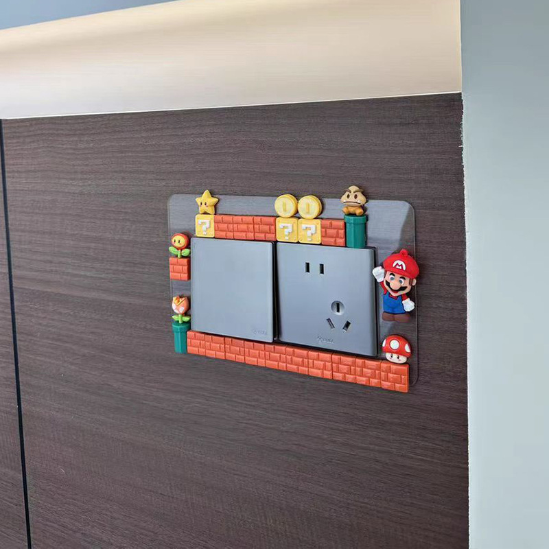 Mario Stereo Lever Switch Sticker Frame Cover Cute Creative Acrylic Socket Decoration Cover Ugly Protective Cover