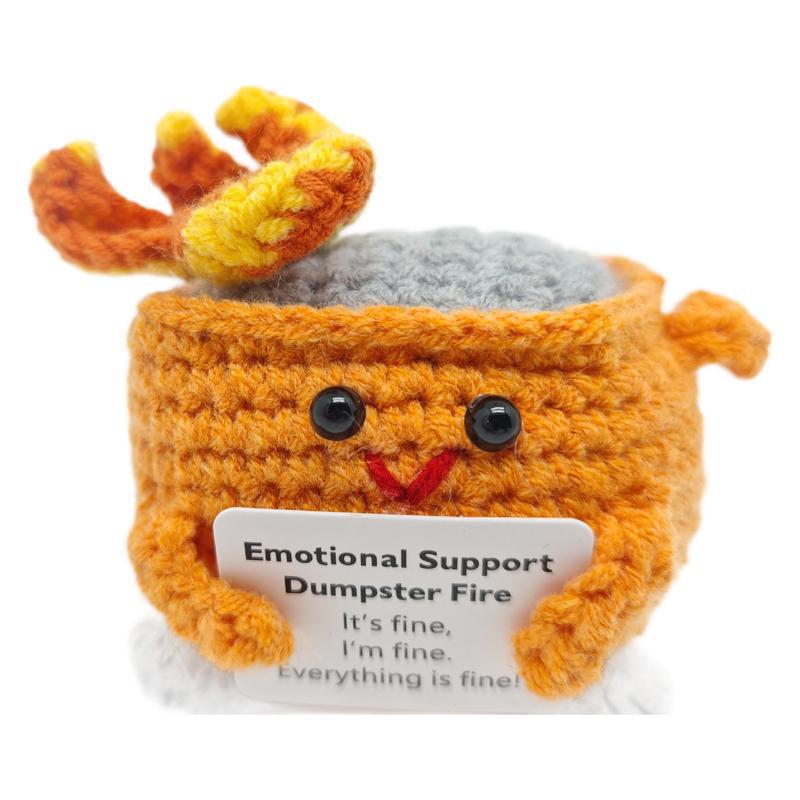 Cross Border Hand Crochet Emotional Support Fire Burning Trash Colorful Fire Crochet Funny Gift Wholesale