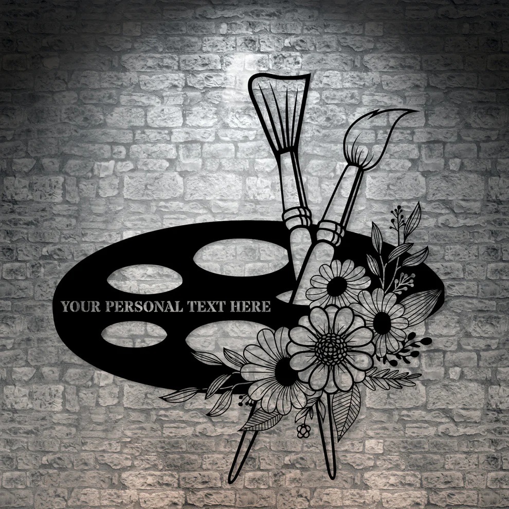 Персонализированная металлическая табличка с именем художника, подарок для декора художника