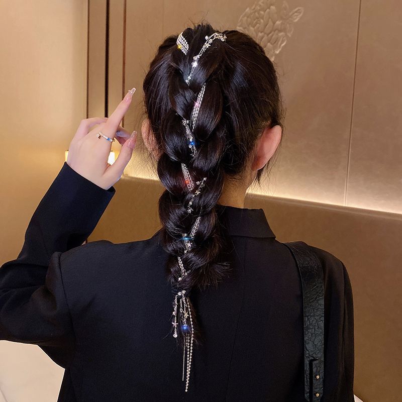 Li Qin same style hair chain braided hair headwear ponytail embellished hair accessories hairpin star hairpin hair rope chain one-piece delivery
