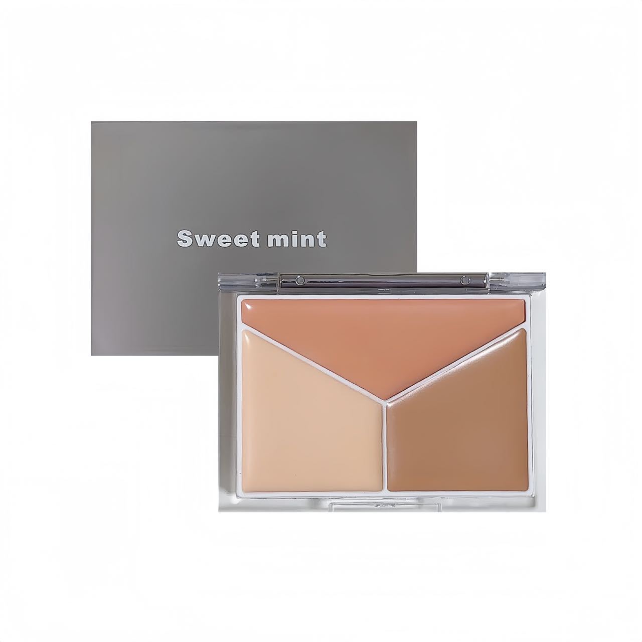 Sweet Mint Three-Color Elf Concealer Natural Stereo Covering Spots and Acne Marks Repairing and Brightening Three-Color Concealer Palette