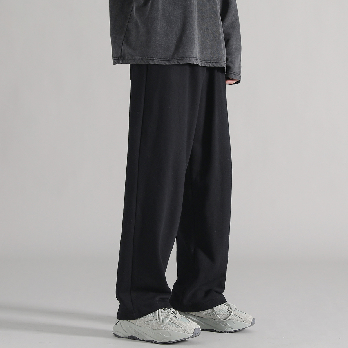 1 Piece Drop Shipping] White Pants Men's American Style Draped Sweatpants Loose Large Size Elastic Waist Casual Pants Straight Pants