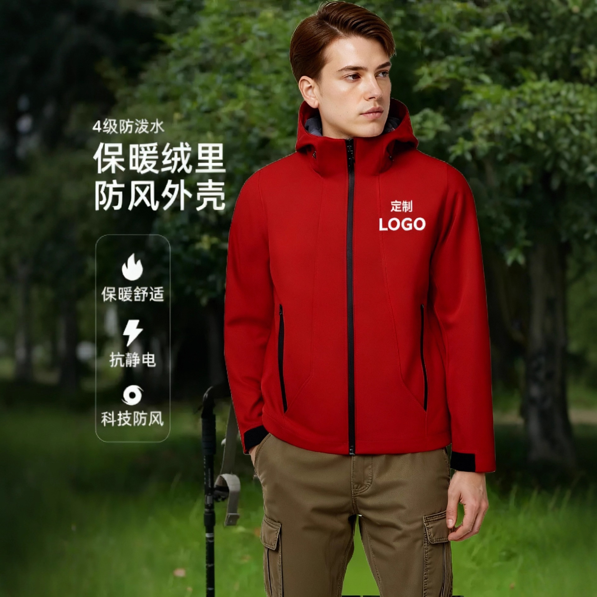 Куртка из мягкой оболочки, антистатическая, композитный бархат, весна-осень, ветронепроницаемая, водоотталкивающая, теплая, с капюшоном