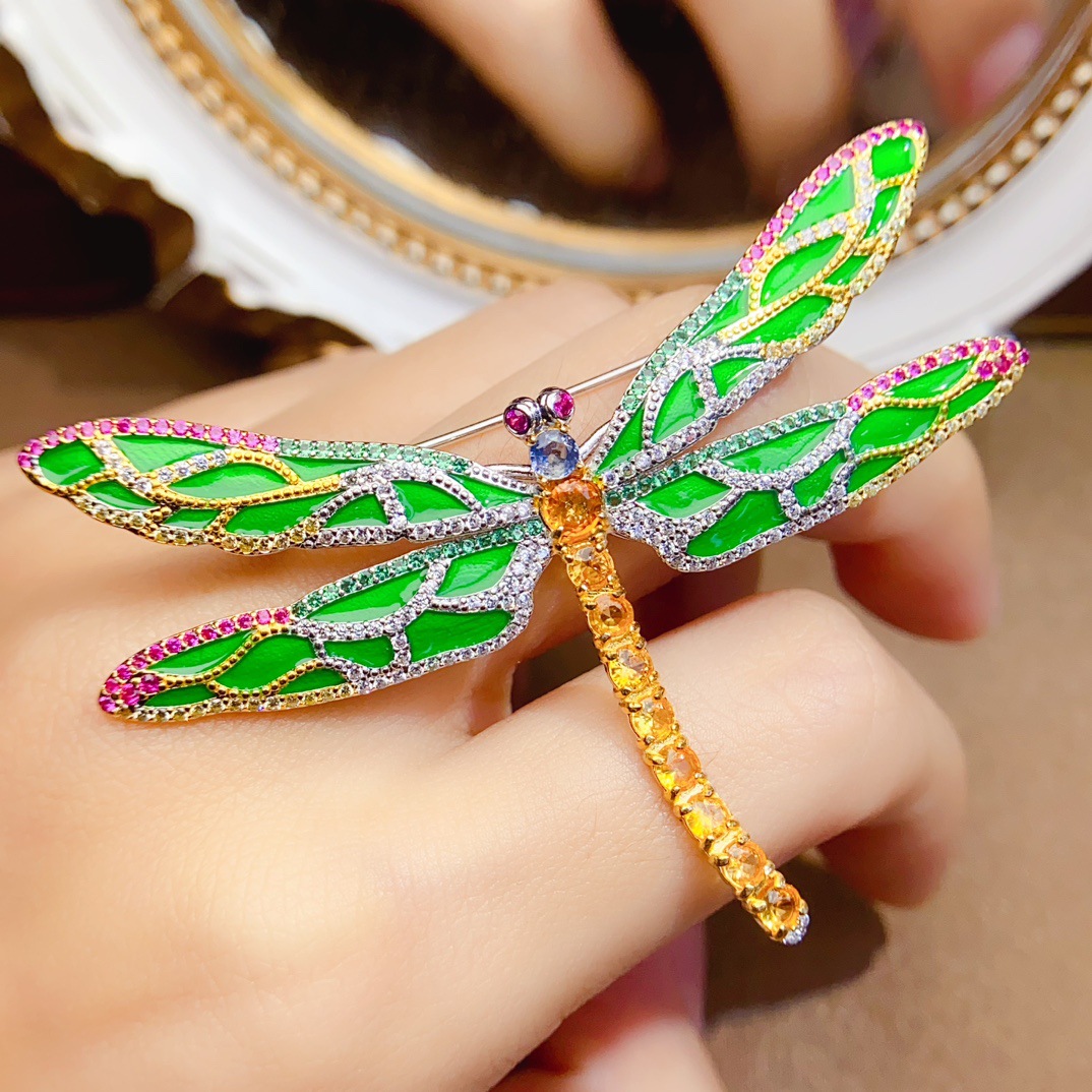 Factory Wholesale Popular Natural Sapphire Brooch S925 Silver Inlaid Main Stone 4*4 Hot Selling European and American Dropshipping