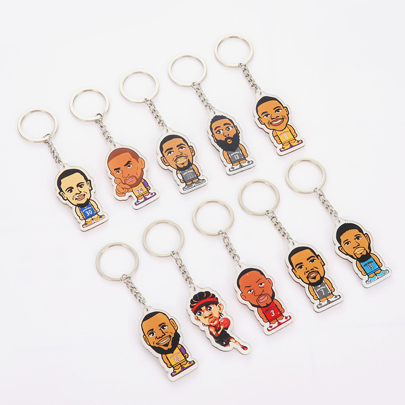 New basketball star keychain male Kobe Owen Harden James acrylic cartoon bag pendant wholesale