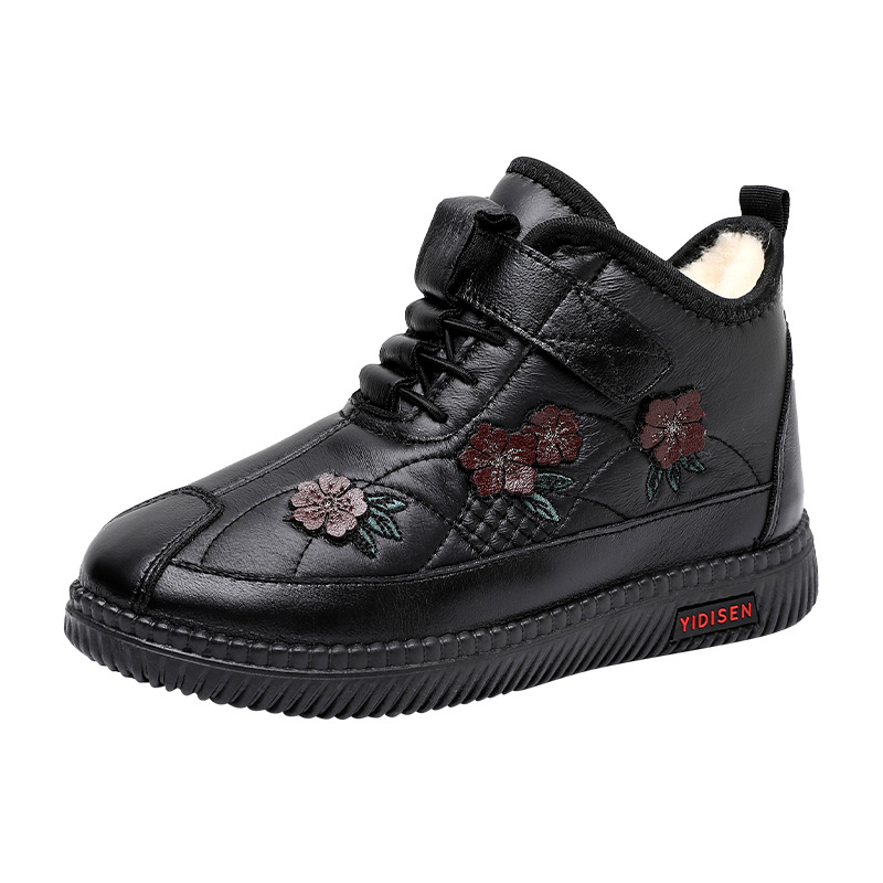 Middle-Aged and Elderly Women's Velvet-Lined Warm Cotton Shoes, Winter Waterproof, Non-Slip, Soft-Soled Snow Boots for Women