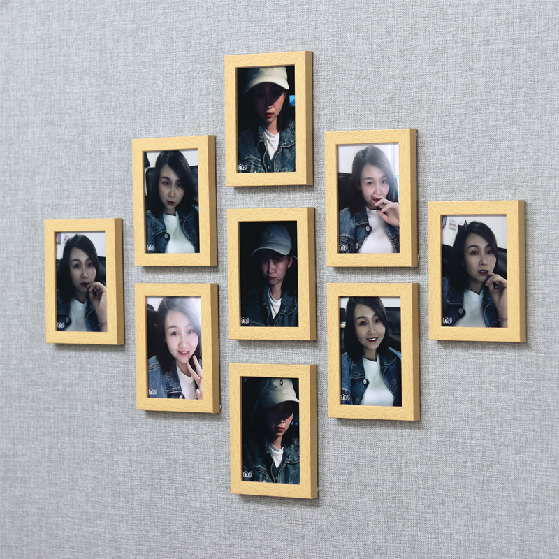 Casual Modern 7inch Photo Frame Wall Hanging Photo Wall Nine-Square Grids Creative Living Room Decoration Combination Punch-Free Photo Wall