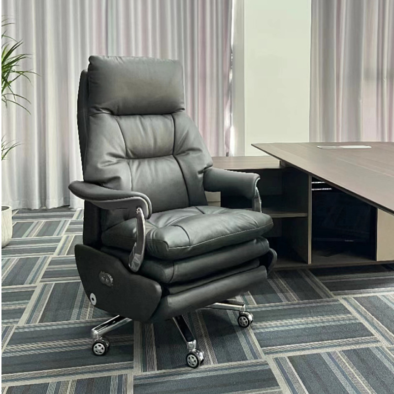 Sedentary Comfortable Not Tired Office Home Leather Office Chair Light Luxury Reclining Waist Protection Electric Massage Boss Chair