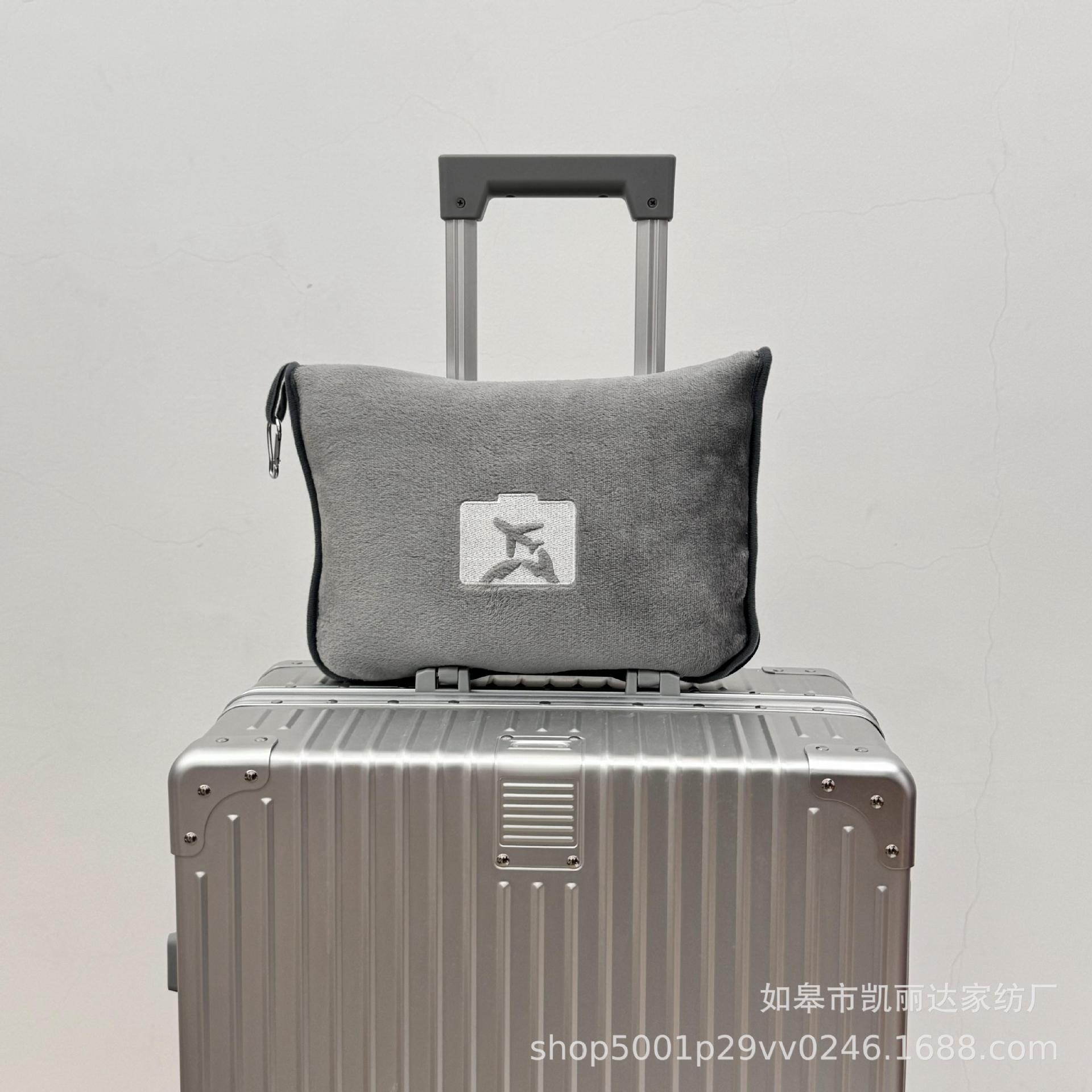 Cross-Border Portable Airplane Travel Blanket 2-in-1 Foldable Storage Nap Blanket Winter Flannel Blanket Customization