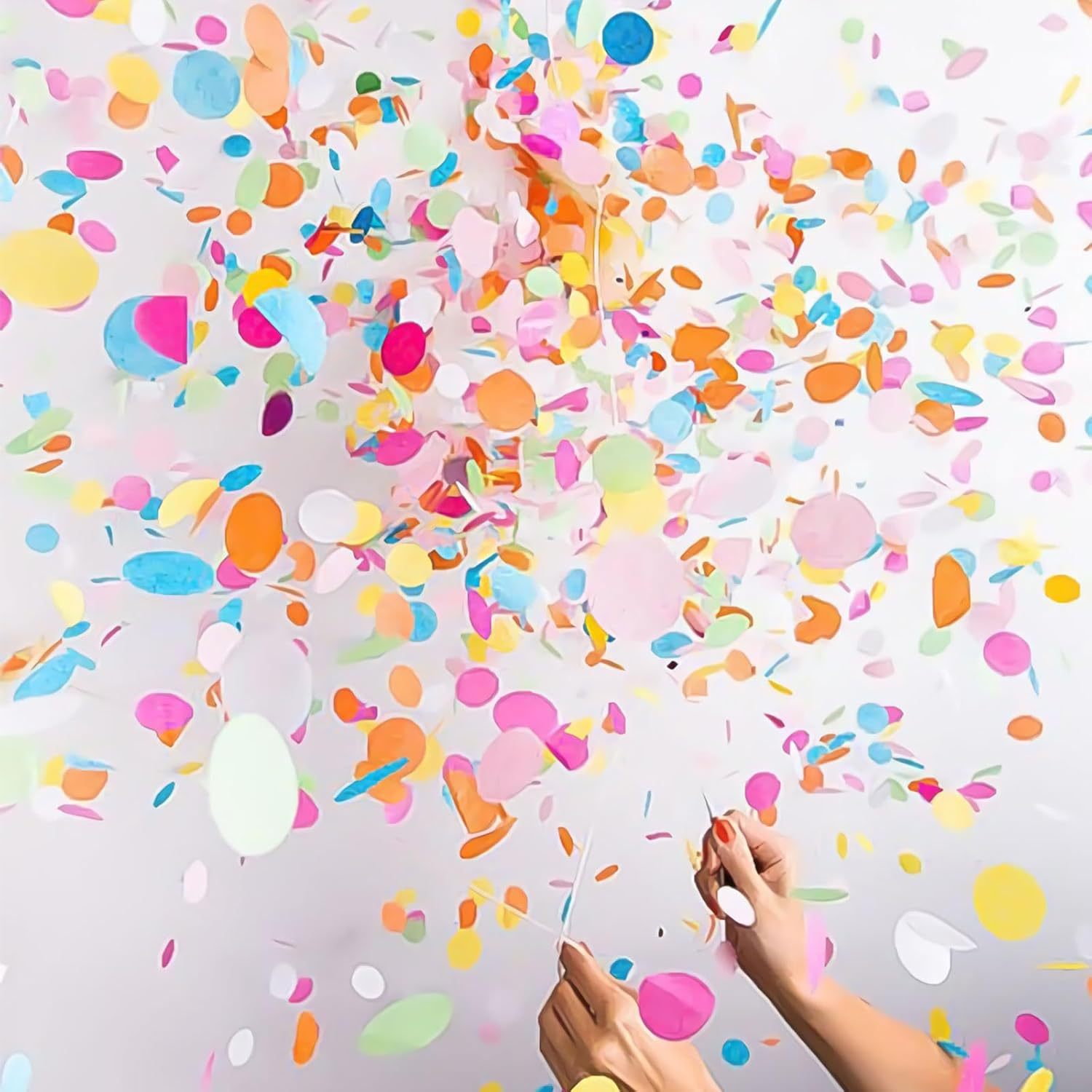 Rainbow Confetti Balloons, 25 30.48cm Thick Transparent Latex Balloons with Confetti Inside