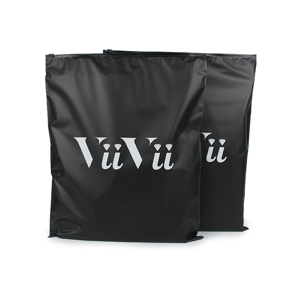 Frosted Zipper Bag Custom Printed Logo Cpe Thickeneded Black Frosted Zipper Bag Matte Zipper Bag