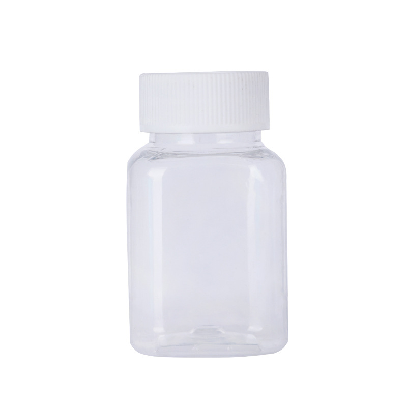 Wholesale Transparent Plastic Bottles, Square Wide-Mouth Dispensing Bottles, Food-Grade Bottles, Bean Bottles, Portable Capsule Small Medicine Bottles