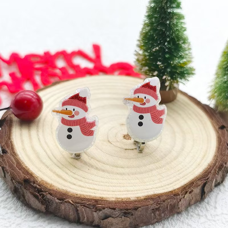 [Can] New Cartoon Children's Christmas Anti-Pain Ear Clip Little Girl Santa Claus Snowman No Piercing Ear Clip