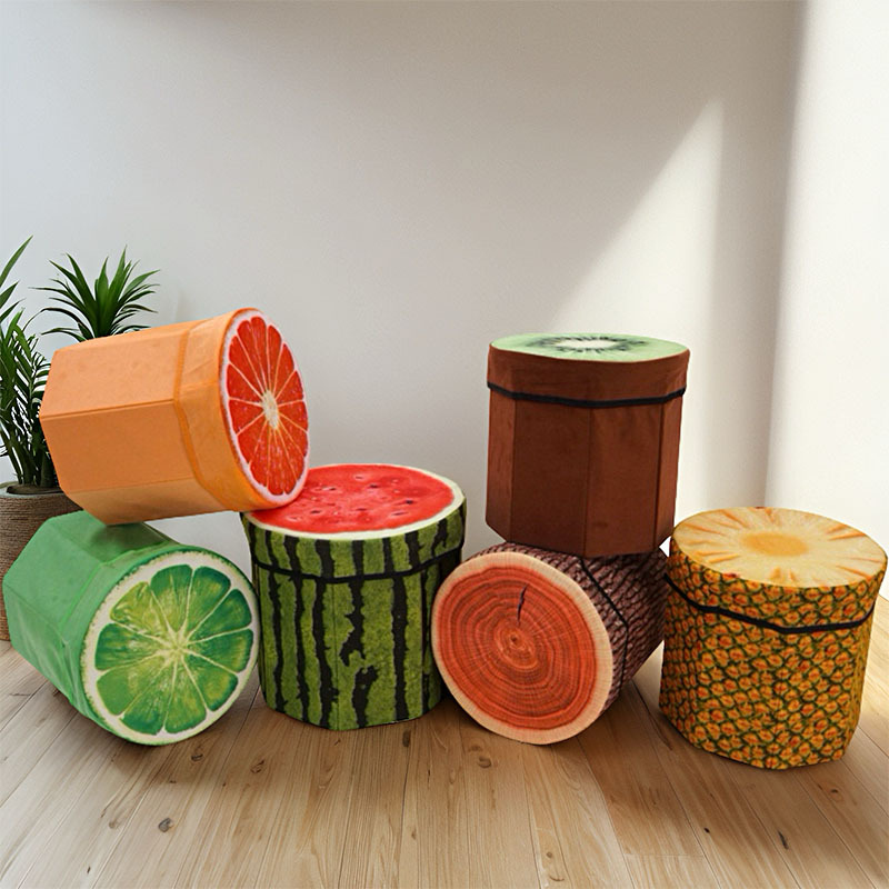 Кросс-бордерный популярный табурет для хранения фруктов Douyin, табурет в виде пня, складная коробка для хранения, табурет в форме арбуза для детей