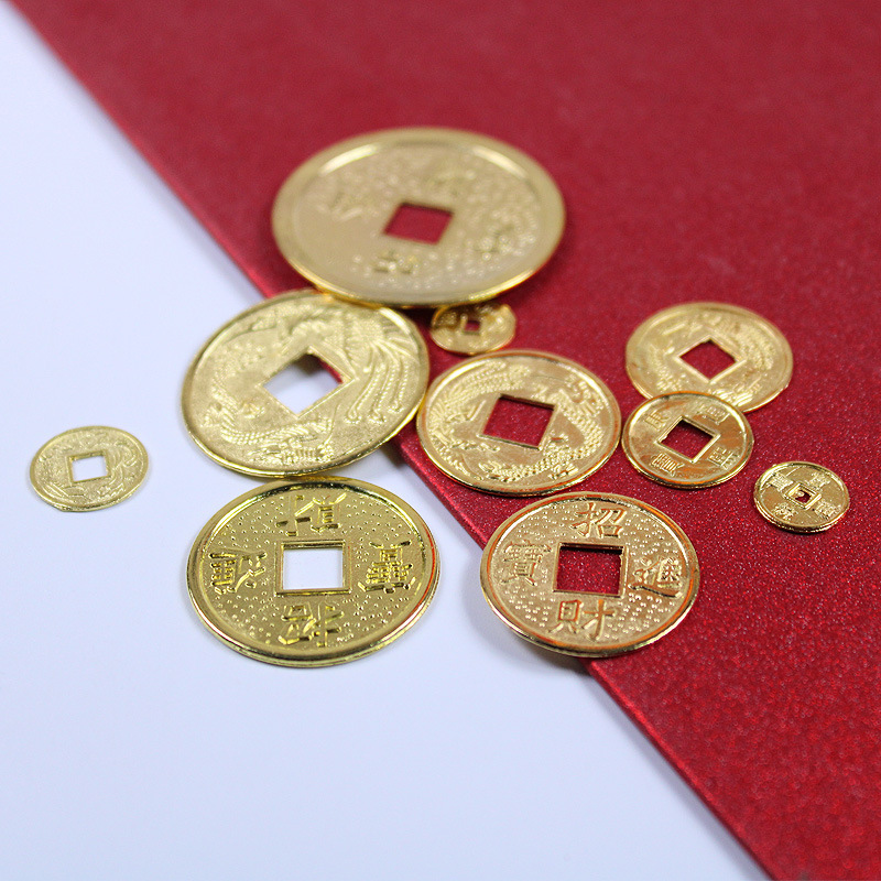 Fortune tree Crafts accessories copper coins/alloy copper coins 2.0cm Golden Lucky Dragon and Phoenix copper coins epoxy accessories