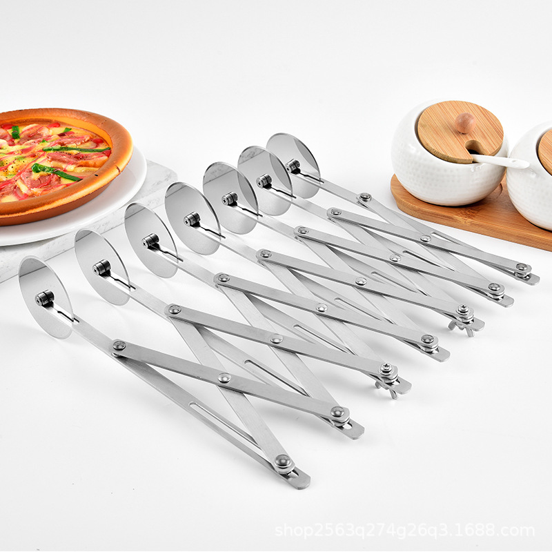 Stainless Steel Dough Cutter, Retractable Multi-Wheel Cutter, Roller Cutter, Pizza Cutter, Commercial Cutter for Baking