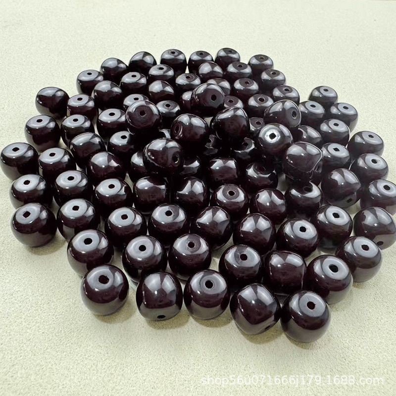 Factory Direct Sale Genuine Black and Red Barrel Beads DIY Handmade Beads Bodhi Root Loose Beads for Crafts Cinnabar Offering Soft Core Old Material
