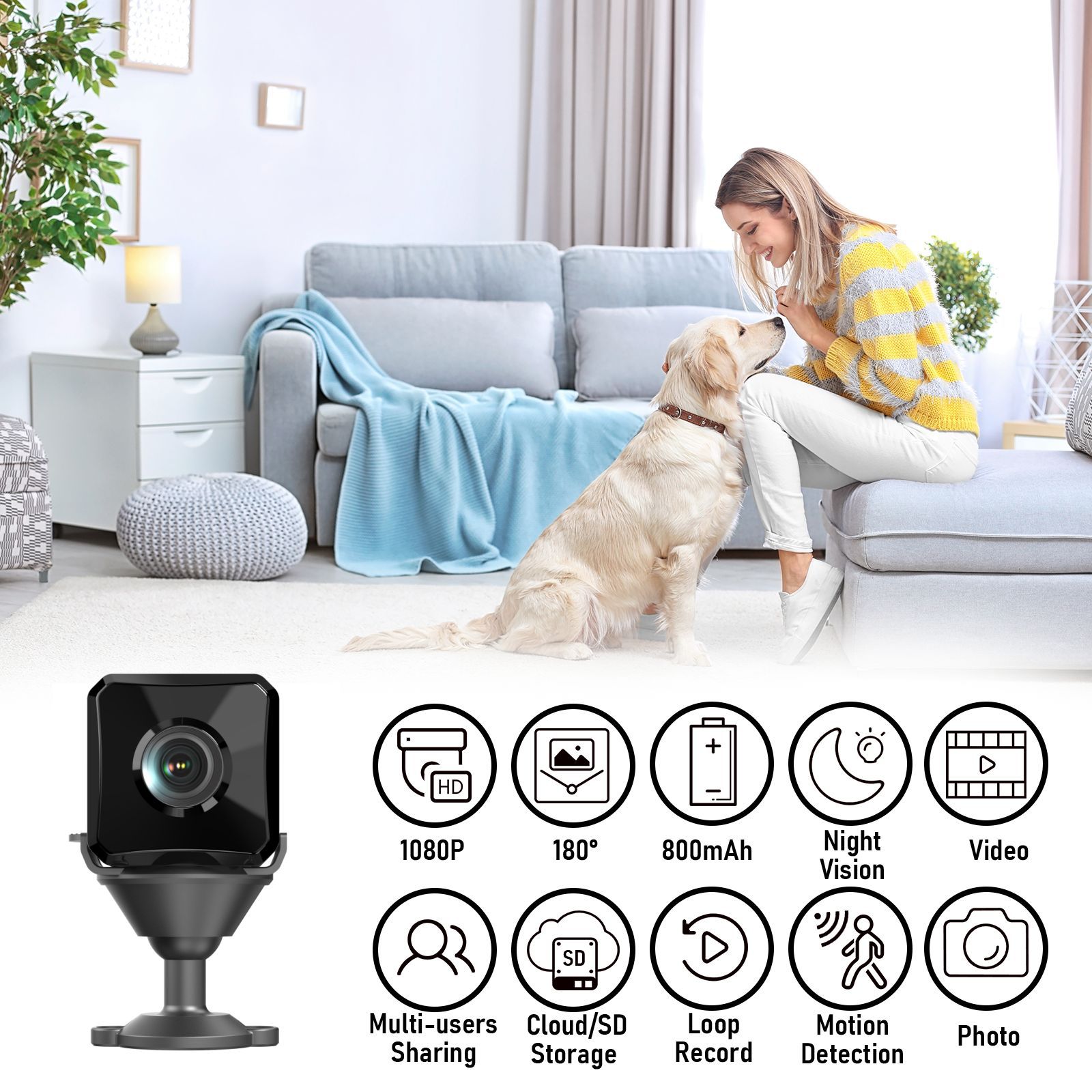 New Cross-Border E-Commerce Dedicated L29 Remote Wifi High-Definition Infrared Night Vision Home 180-Degree Wide-Angle Surveillance Camera