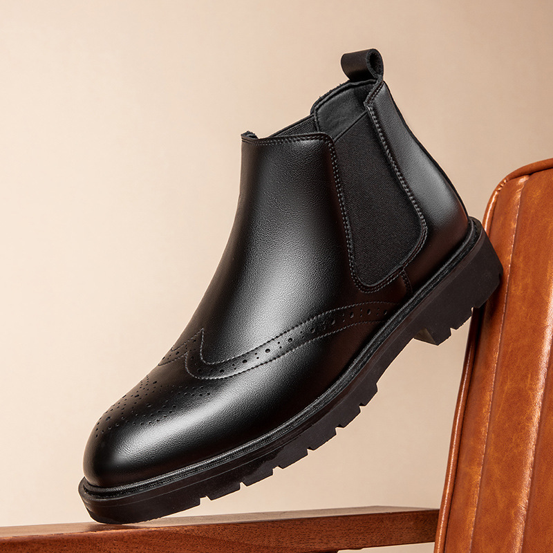 Мужские ботинки челси из натуральной кожи, осенние и зимние, британский стиль, высокие велюровые короткие ботинки, кожаные туфли