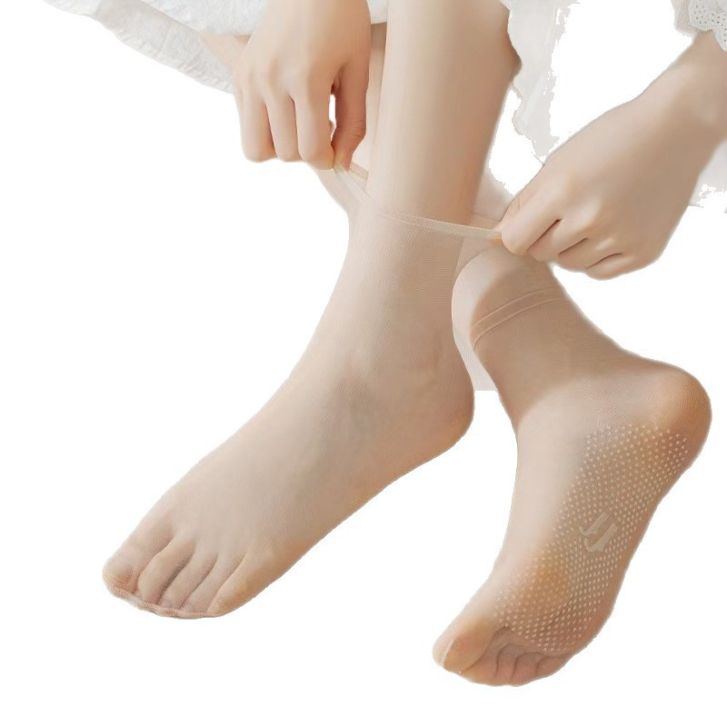 Summer Anti-Slip Stockings for Women, Summer Thin Transparent Mid-Tube Women's Short Stockings, Anti-Snagging Foot Massage Socks Wholesale