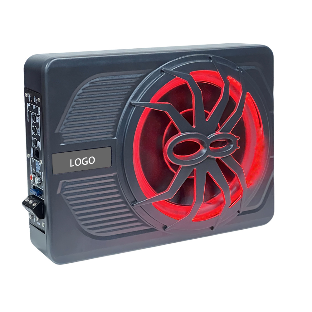 Cross-Border High-Power 10inch Colorful Lights Aluminum Alloy Car Audio Amplifier Active Ultra-Thin Seat-Mounted Car Subwoofer