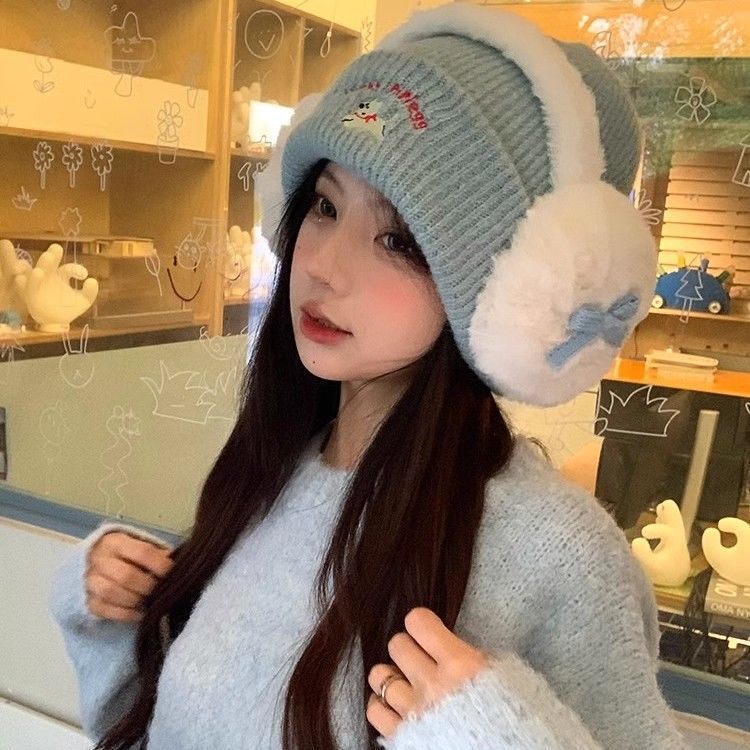 2025 New Kidsren's 2-Piece Suit Cute Embroidered Puppy Knitted Woolen Hat Versatile Scarf for Boys and Girls to Keep Warm