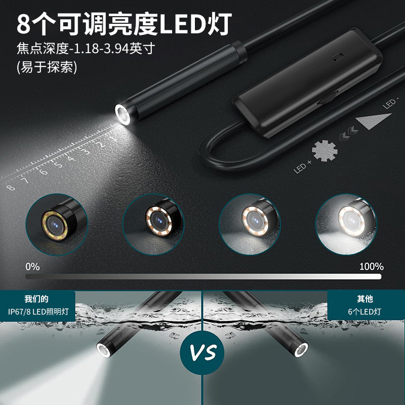 8mm Apple Android Phone Endoscope Video Recording Car Repair Pipeline Industrial Inspection Inspection Camera Waterproof