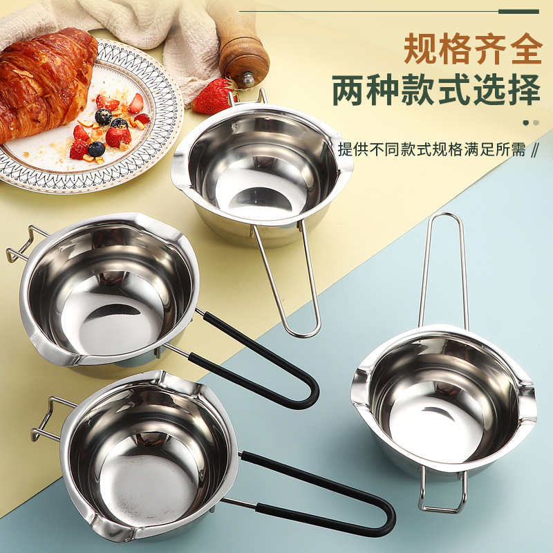 Кастрюля для растопки шоколада из нержавеющей стали 304, нагревательная кастрюля, силиконовая ручка, кастрюля для растопки масла, водонепроницаемая кастрюля, инструмент для выпечки