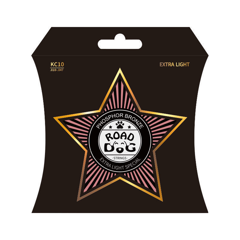 Road Dog Folk Guitar Strings Ac/Kc Set 6 Phosphor Copper Coated Strings Full Set of Accessories for Acoustic Guitar