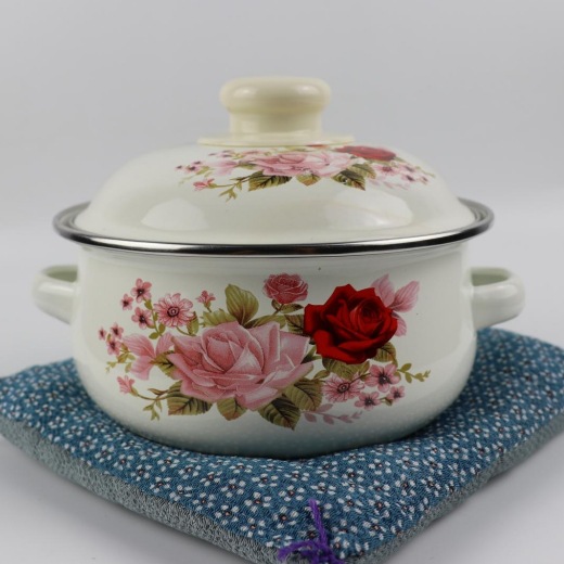 Эмалированная кастрюля для супа, утолщенная, с двумя ручками, для приготовления лапши, молока, с крышкой, для индукционной плиты