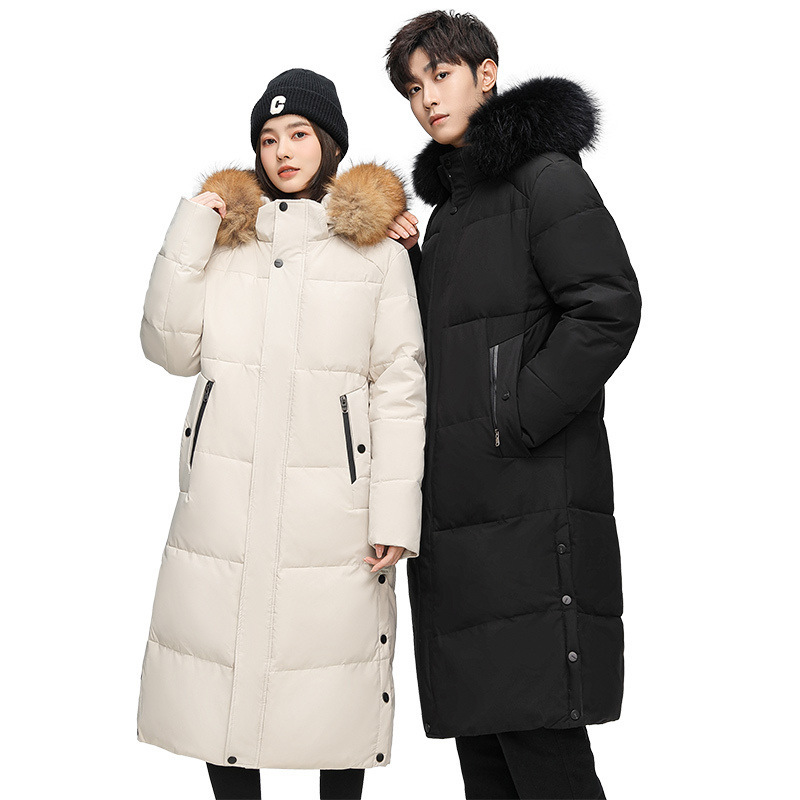 Big Wool Collar Hooded Sports Students Winter Training Long Down Jacket Workwear National Team Sports Institute Coat Customization