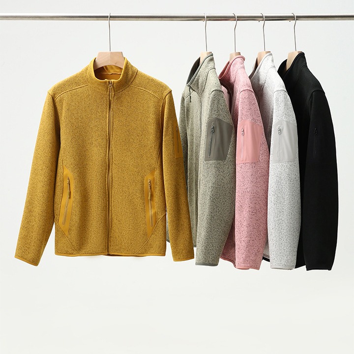 Куртка из флиса с воротником-стойкой, утепленная, для активного отдыха