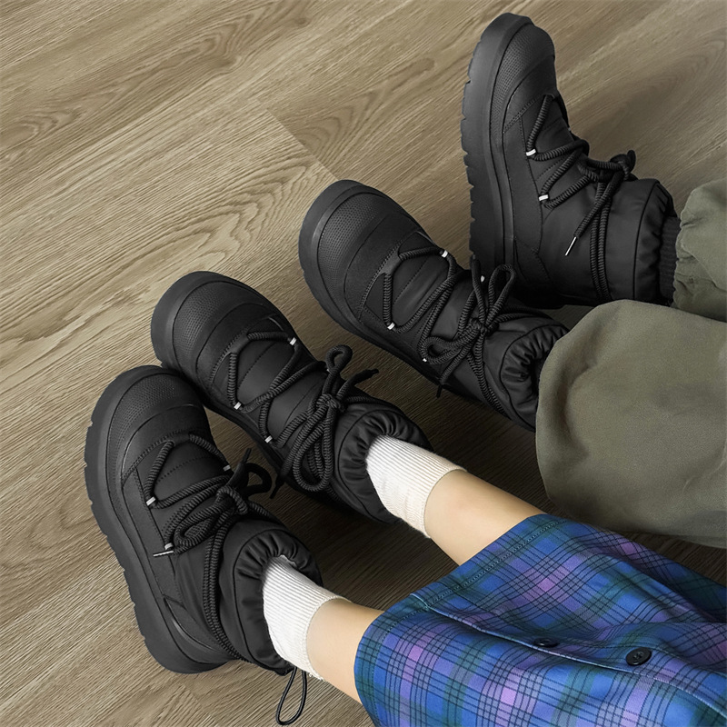 Leather Girdle Socks, Velvet Warm Workwear Snow Boots, New Winter Heightening Thick-Soled Casual Versatile Cotton Boots