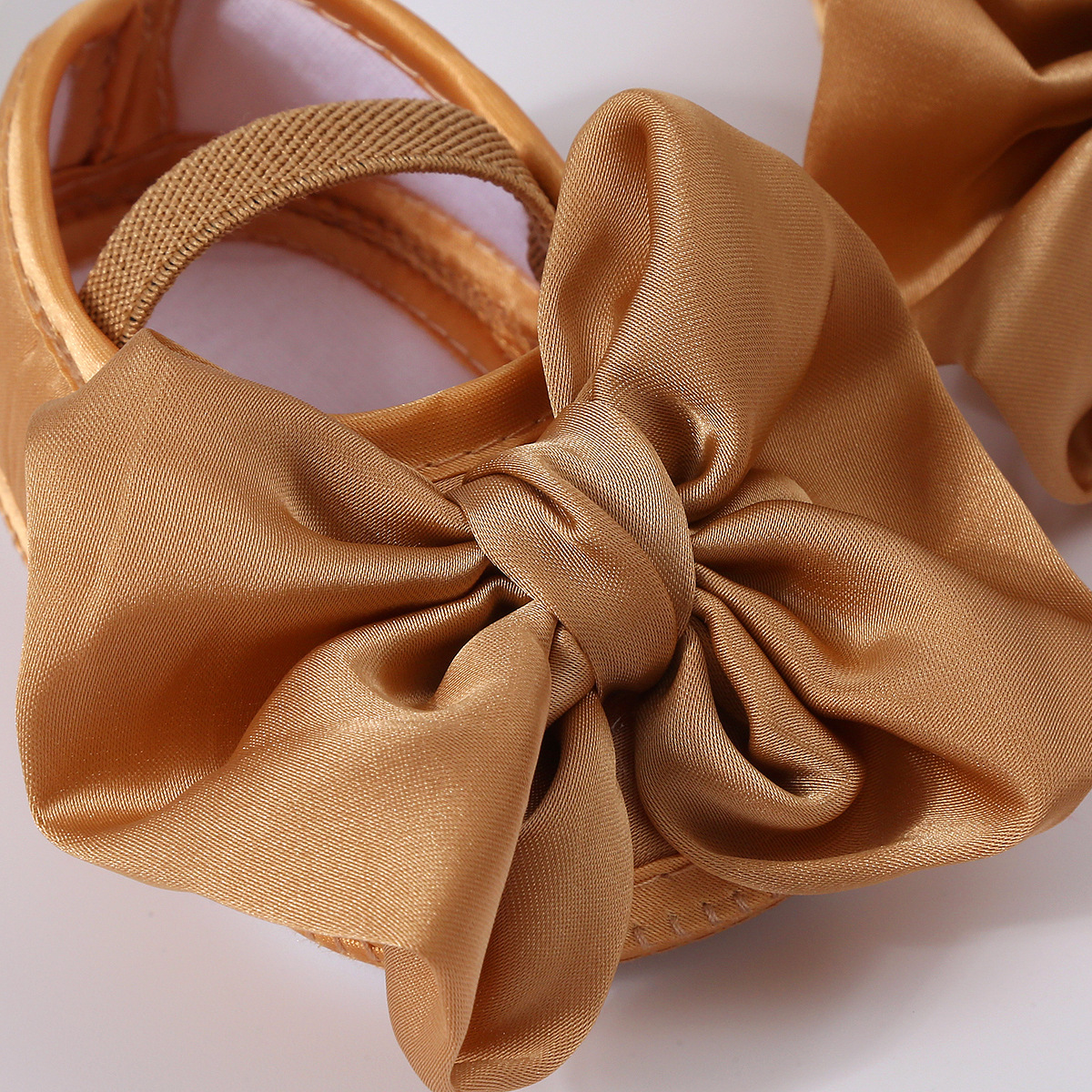 2024 Baby Girl Solid Color Shoes Hair Belt suit Toddler Shoes Soft Sole Big Bow Glue Non-slip Wholesale