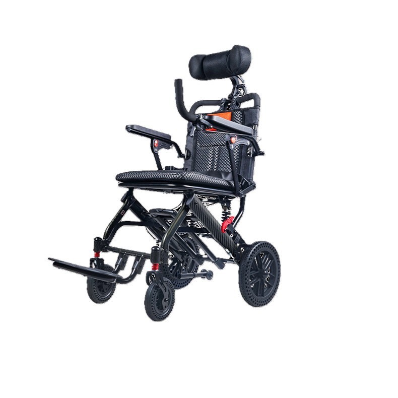 Reclining Wheelchair Folding Lightweight Small Portable Easy Travel Aircraft for Old and Young for Old People Travel by Hand