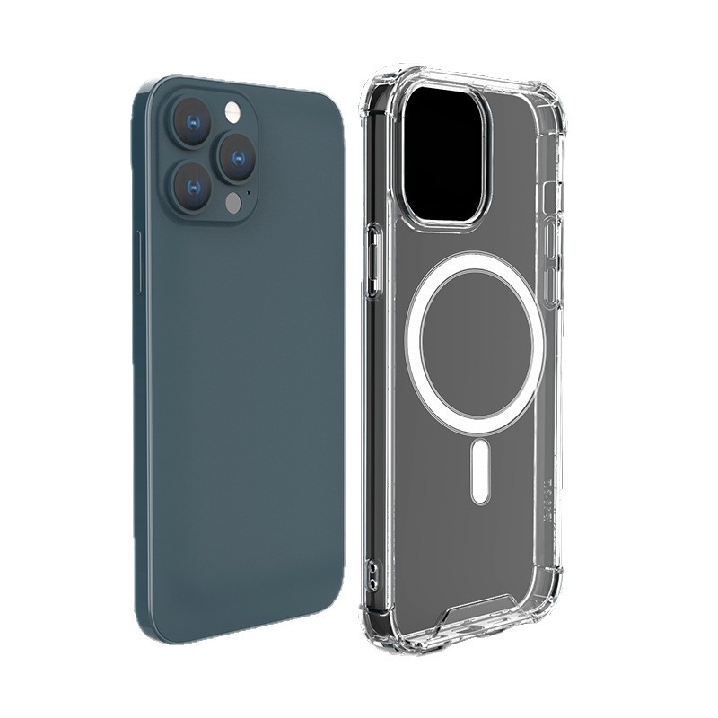 Suitable for 13Promax Anti-Fall Transparent Magsafe Magnetic Suction Case New Apple Hard Shell Duty-Free Store Mobile Phone Case Factory