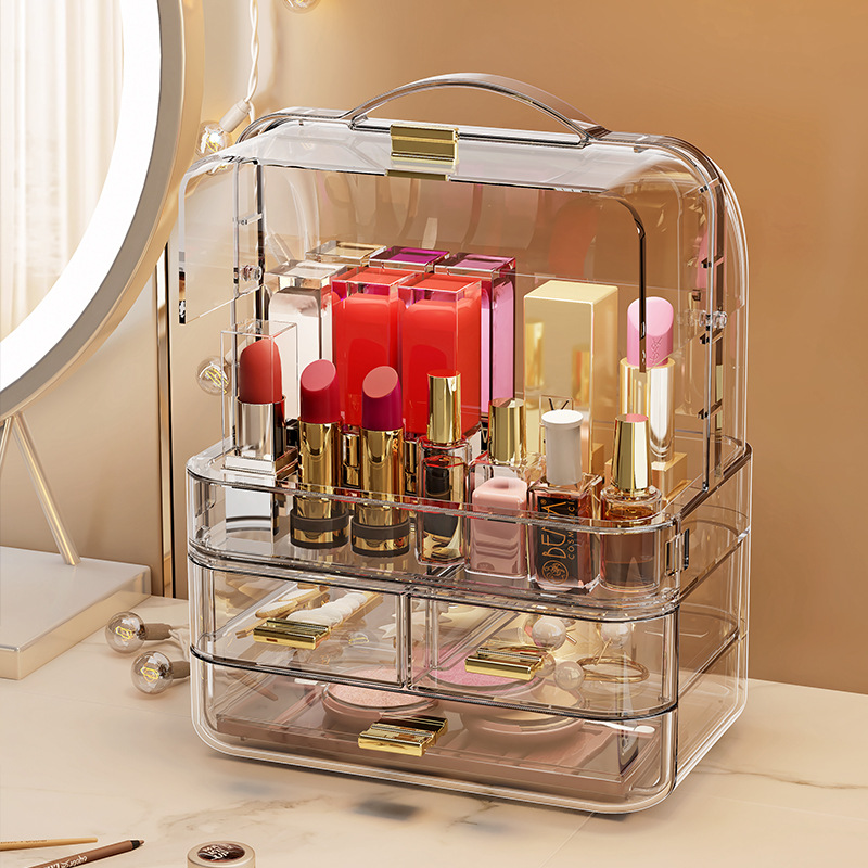 Cosmetics Storage Box Desktop High-End Mini Lipstick Storage Box Drawer-Type Jewelry Storage Box with Lid