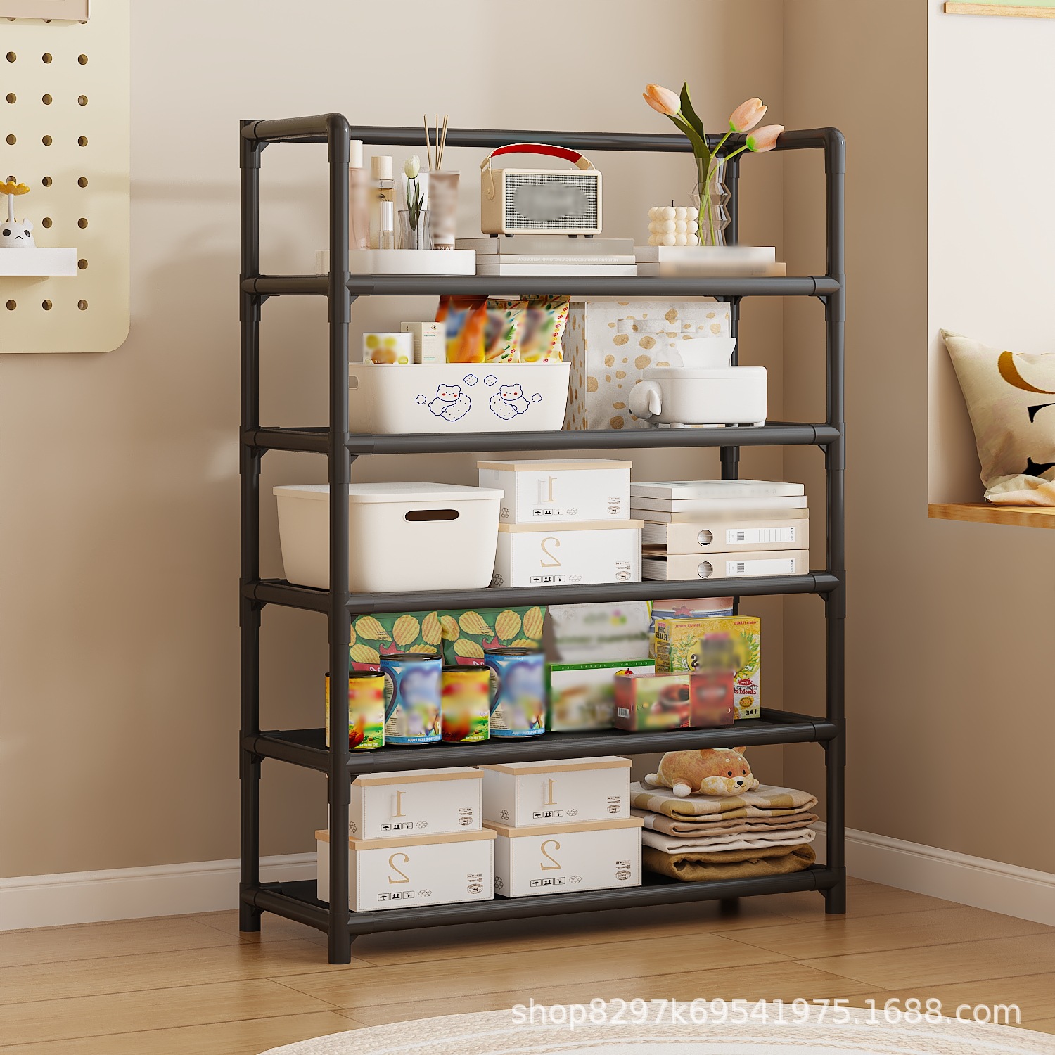 Cross-border Hot-selling Multi-layer Storage Rack Household Storage Rack Bedroom Floor Display Rack Simple and Durable Snack Grocery Rack