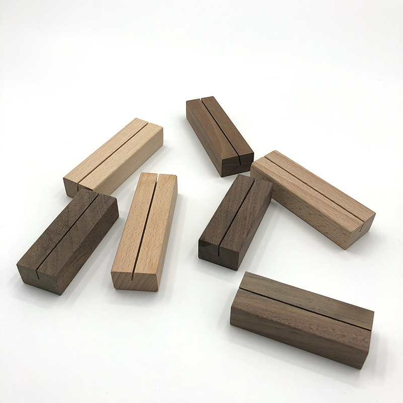 Wooden Card Holder Wooden Postcard Rack Wooden Table Desktop Display Card Restaurant Card Calendar Clip Base Food Card Holder