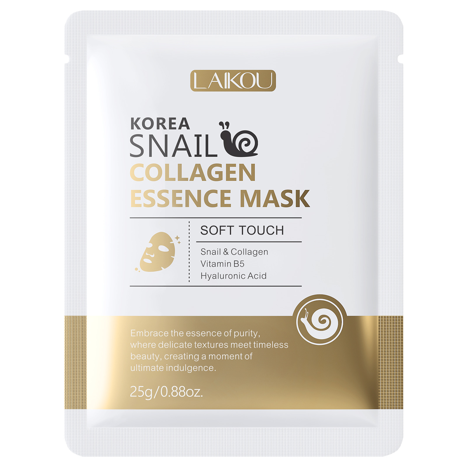 Cross-Border Laikou Korean Snail Protein Mask 25g Patch Mask Export Mask Full English in Stock