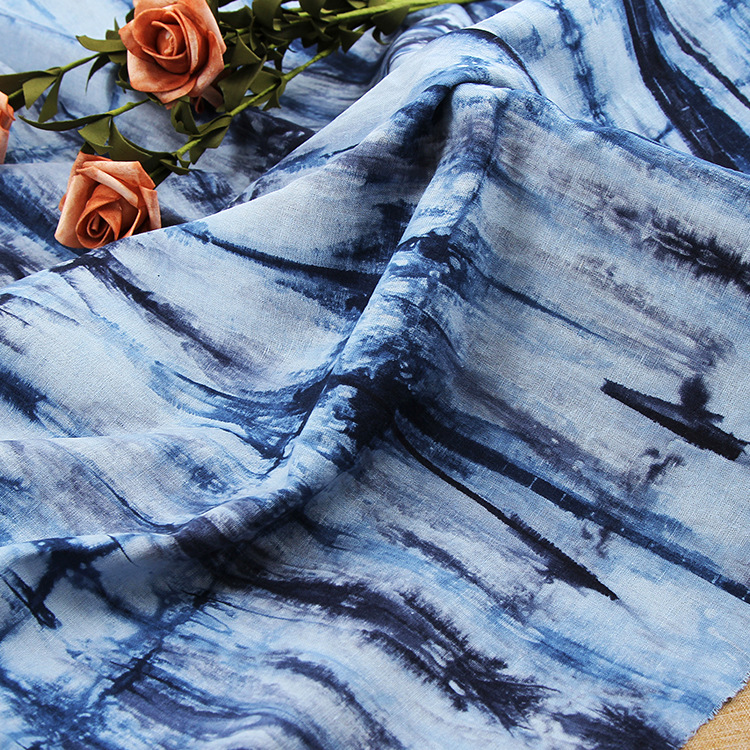 Factory supply and marketing linen cotton dyed cloth striped tie-dyed retro spring and summer clothing fabric 29
