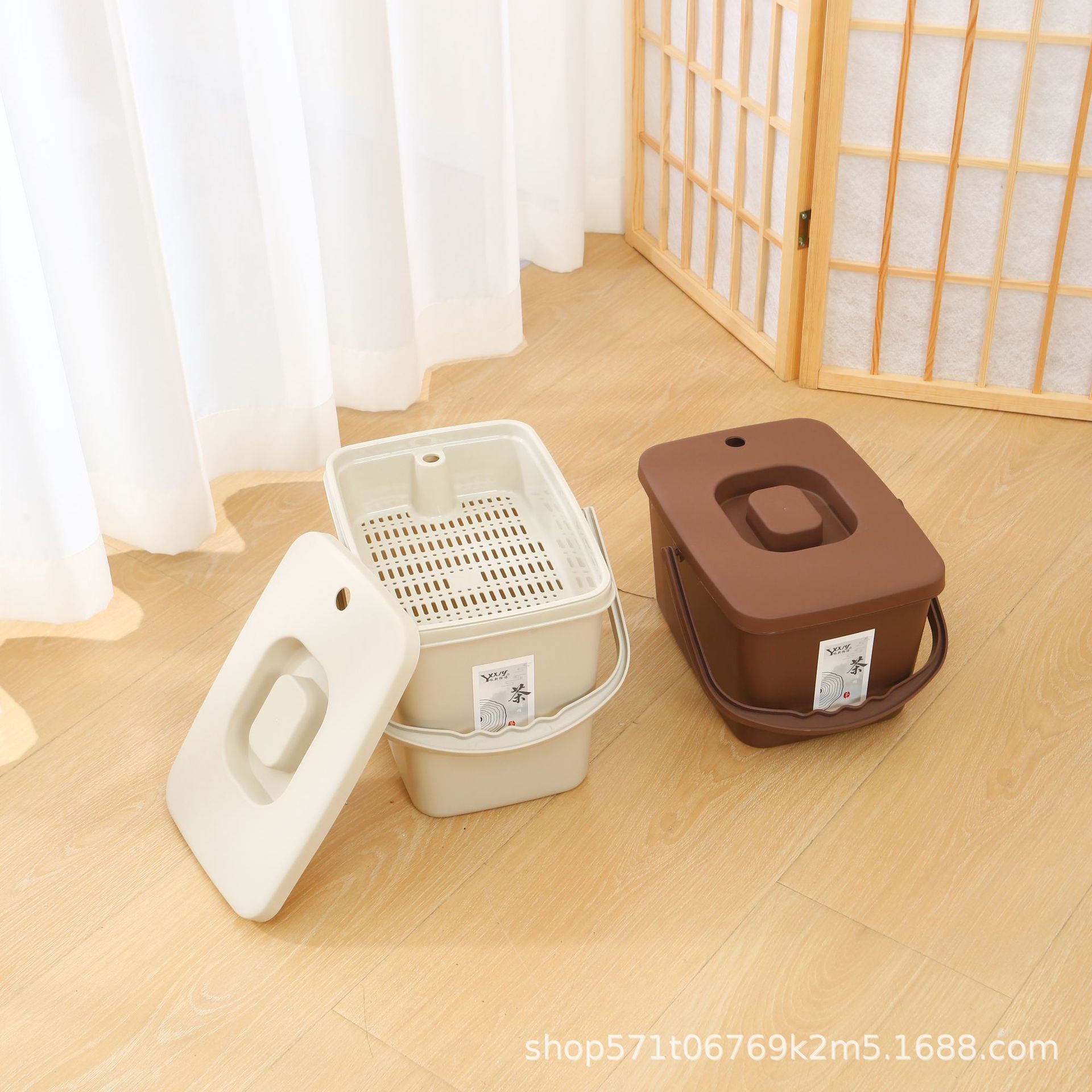 New Chinese Style Household Tea Bucket with Lid Waste Water Bucket Office Hotel Filter Tea Dregs Bucket Tea Set Large Capacity Pour Tea