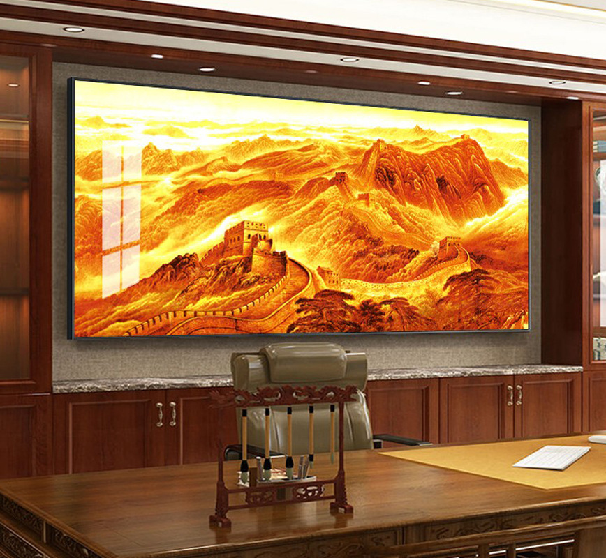Golden Great Wall Living Room Hanging Painting Sofa Background Wall Mural Chinese Painting Office Decoration Mountain Painting Landscape Painting