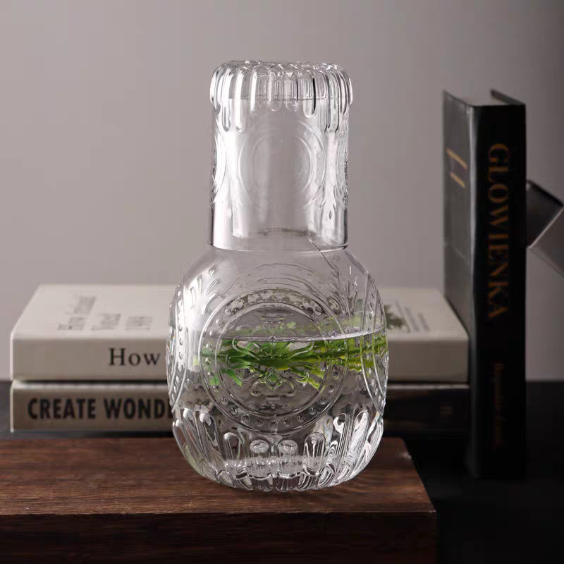 Cross-Border Creative Retro Carved Cold Water Kettle Glass High Temperature Resistant Cold Boiled Water Cup Set Cold Water Kettle Teapot