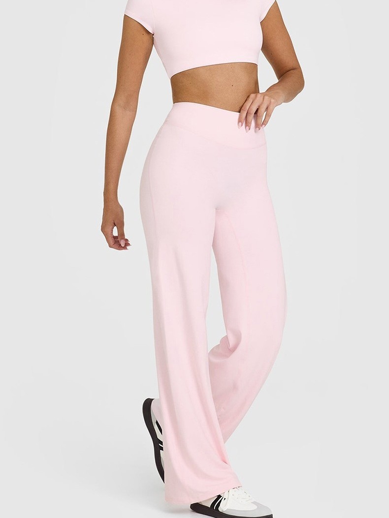 Cross-Border Nude Wide-Leg Yoga Pants, Butt-Lifting Peach Hips, Women's High-Waisted Straight Outer Wear, High-Elastic Sports Fitness Pants for Women